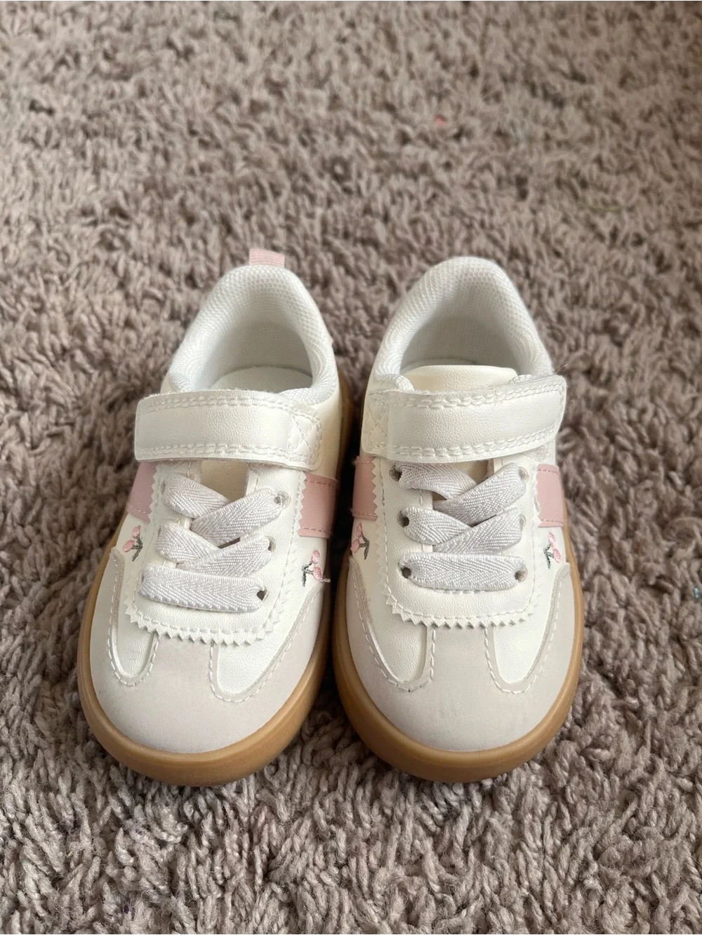 H&M White and Pink Toddler Sneakers with Velcro